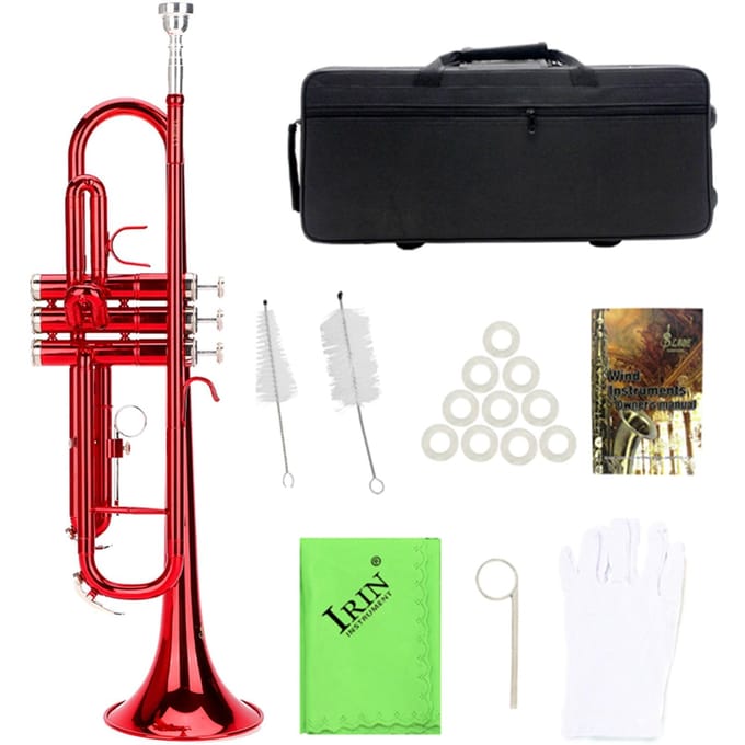Messing Trompet Muziek Blaasinstrument met Assistent Gereedschapsset (Rood) black