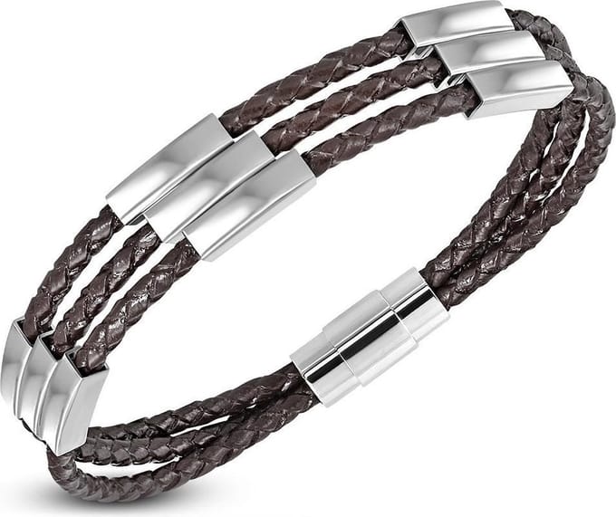 Montebello Armband Calvin A - Leer - 316L Staal - Magnetisch - 9mm - 22cm
