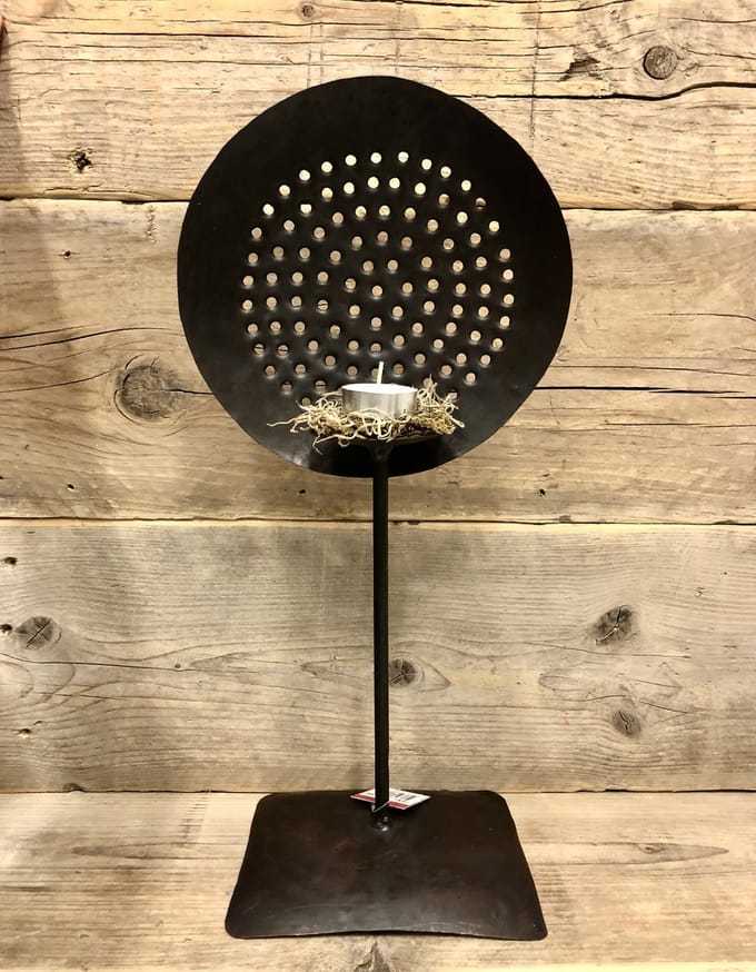 Theelichthouder schuimspaan L H50  - retro - trendy