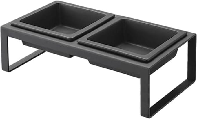 Set van verhoogde voerbakjes voor huisdieren - Modern en functioneel - Zwart
