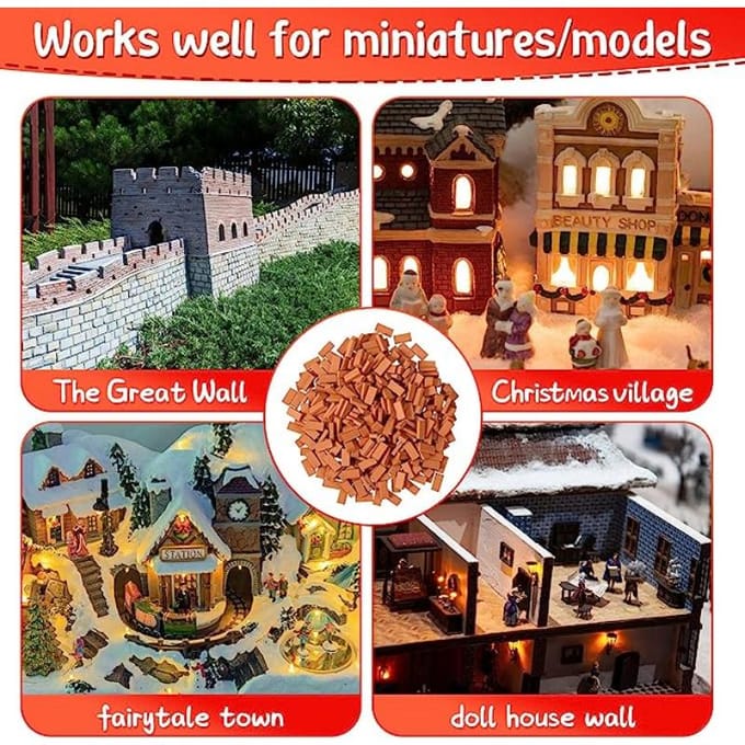 50-150 pièces 1:16 Modèle de Mini Briques Réelles, Accessoires d'Aménagement Paysager de Figurines Miniatures, Jouet Briques Fausse Brique DIY Pour Construction de Jardin Féerique brown