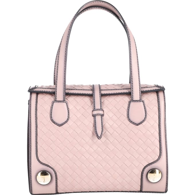 Bottega Veneta Dubbelhandvat Geweven Tote Bag in Roze Kalfsleder