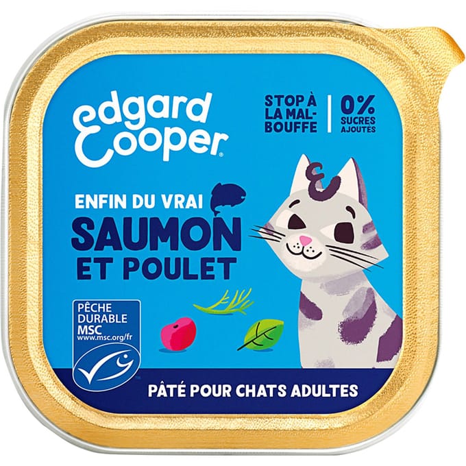 12x85g Edgard & Cooper Adult Graanvrije Paté zalm, kip - Paté voor katten