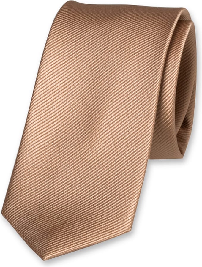 E.L. Cravatte Smalle Stropdas - Beige - 100% Zijde