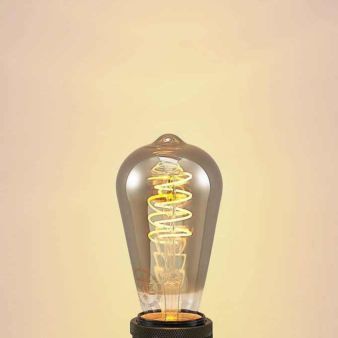 Lucande LED lamp E27 ST64 4W titanium 1.800K dimbaar