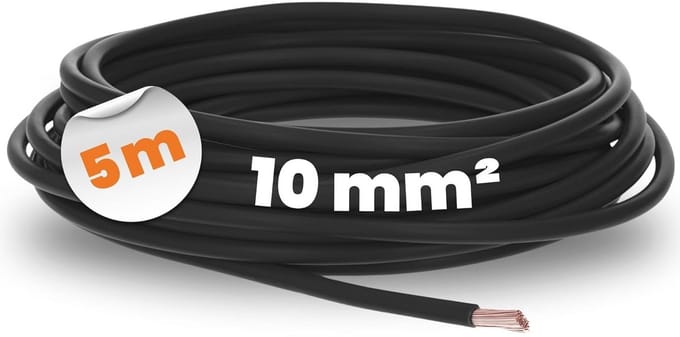 5 m Flexibele PVC Draad - 10 mm² Zwart - H07V-K Kabel
