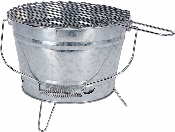 BBQ Emmer - Houtskool Tafelmodel met Grill  - Ø33 x 15 cm - Metaal