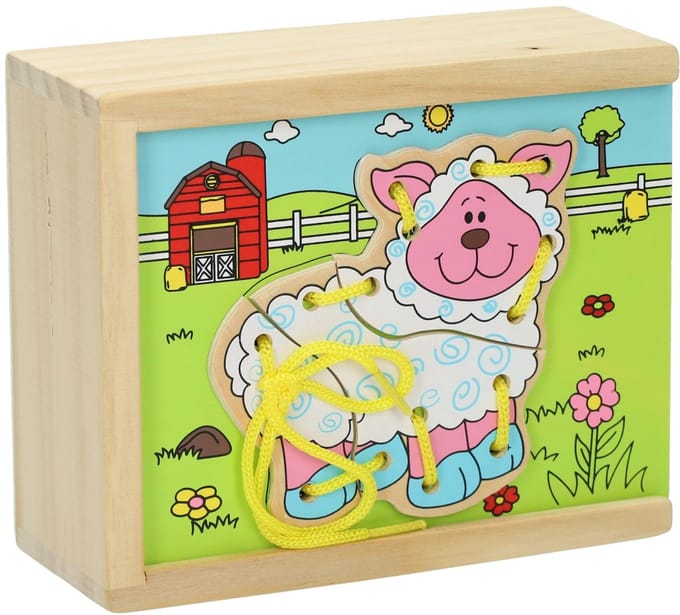 Houten Rijgpuzzel Boerderij, Set van 4