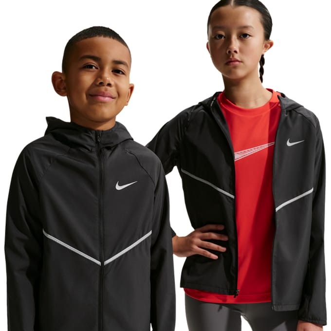 Nike Miler Jassen Kinder - Zwart - Maat 128 - 137 CM - Poly Woven