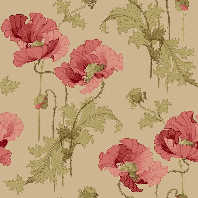 Boråstapeter Vliesbehang 8090 - Anno II - Bloemen Rood - 53cm x 10.05m