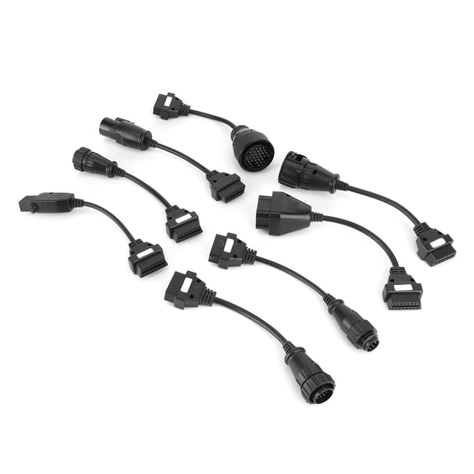 8 stuks Vrachtwagen OBD2 Connector Verlengkabels Auto Diagnose Tool Volledige Set Zwart DC 12V black
