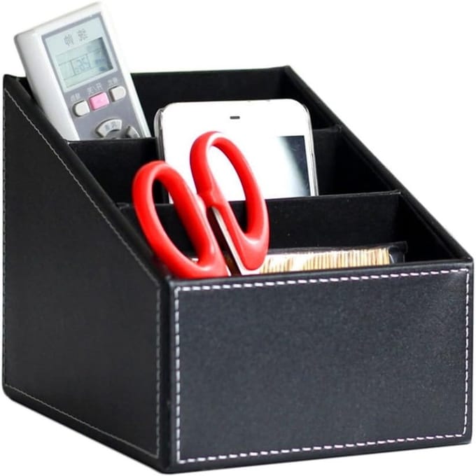 Stijlvolle leren bureau-organizer met ruimte voor pennen, notities en accessoires