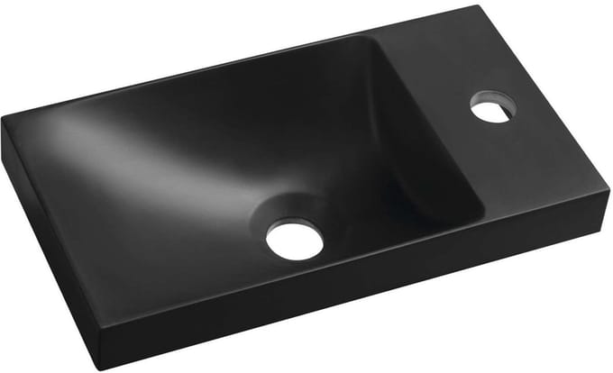 Sapho Agos Kunstmarmeren wastafel zonder overloop 40x22cm, links/rechts, mat zwart