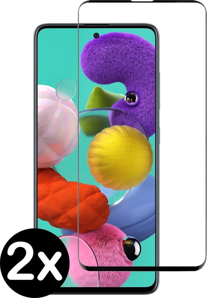 Screenprotector - 2 Stuks - Geschikt voor Samsung Galaxy A51 - Full Cover - Beschermglas - Gehard Glas - Tempered Glass - Screen Protector