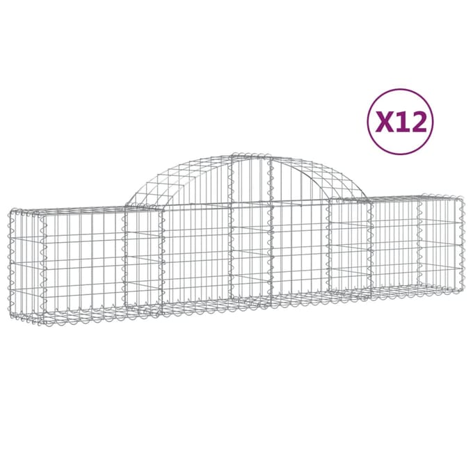 vidaXL - Schanskorven - 12 - st - gewelfd - 200x30x40/60 - cm - gegalvaniseerd - ijzer