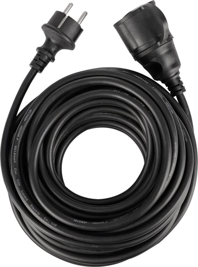 Q-Link verlengsnoer - randaarde - IP44 - H05RRF - 3 x 1.5 mmÂ² - 12 m - zwart