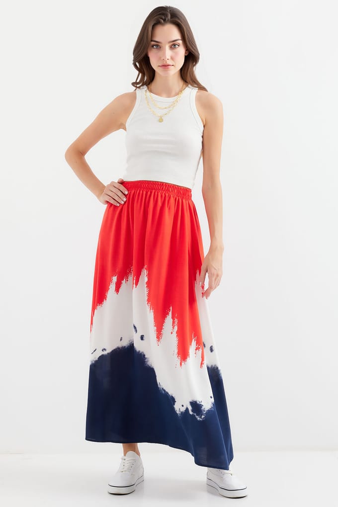 Gradient Maxi Rok met Elastische Taille