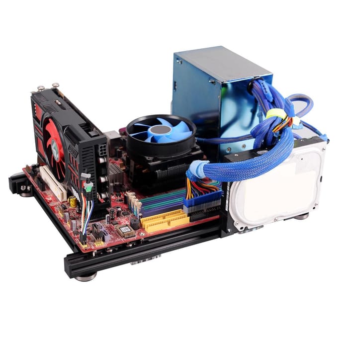 DIY Open Design Aluminiumlegering M ATX Computerbehuizing Overkloktestplatform (Volledig Zwart S) black