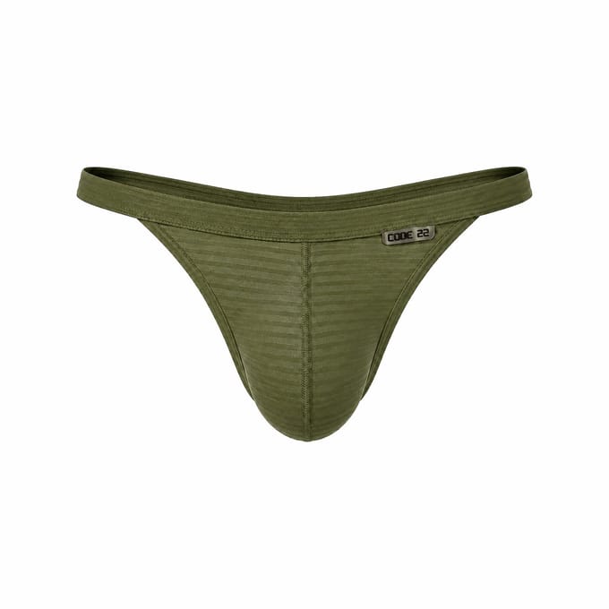 CODE 22 Zebra Thong Khaki - MAAT M - Heren Ondergoed - String voor Man - Mannen Thong