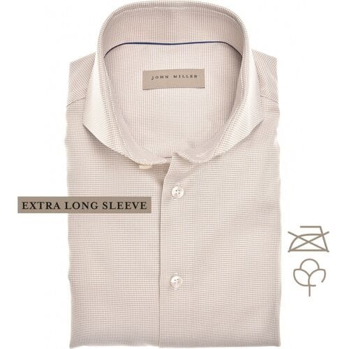John Miller Overhemd Luxury Cotton Non-Iron Fine-Structure Mouwlengte 7 Zand / male