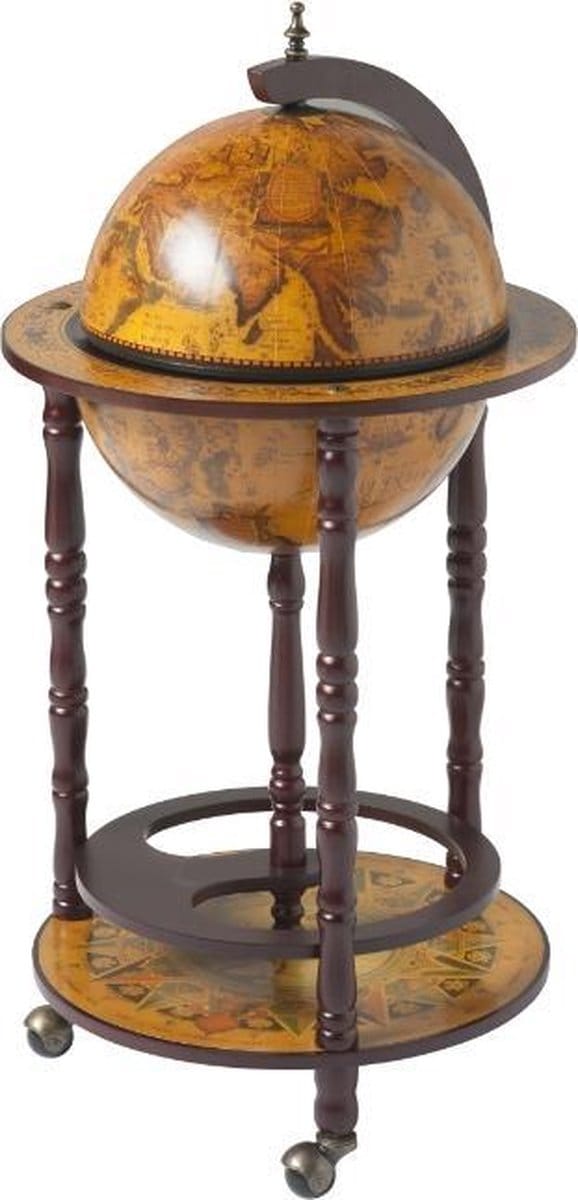 Brulo - Wereldbol - Globebar - Hout - Bruin - vespucci - 36 cm diameter