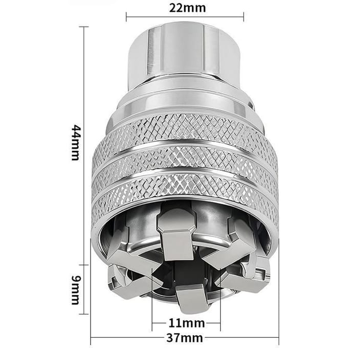 Verstelbare Dopsleutelset Multifunctioneel 3/8  Aandrijving 10-19 mm Verstelbare Zeskant Universele Dop Type 1 gray