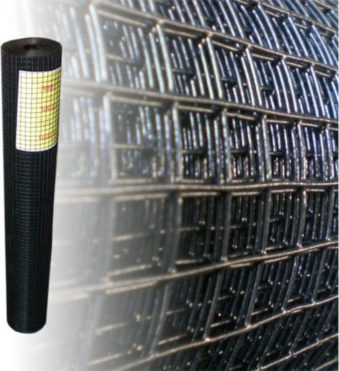 Volieregaas 12 x 12mm 1,05mm 100cm x 10m zwart.