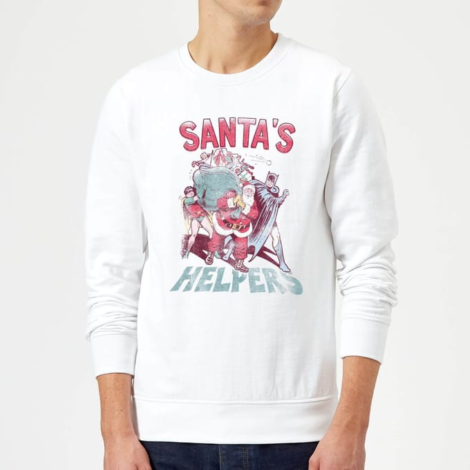 DC Santa's Helpers Christmas Jumper - White - XL