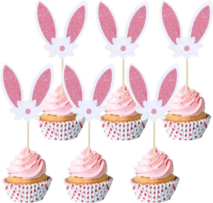 24 Pcs Cupcake Toppers for Easter, Birthday Party, Easter (White C) - ShopVlot