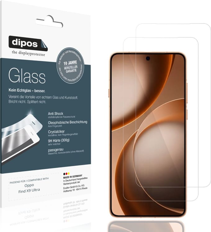dipos – 2x Pantserfolie geschikt voor Oppo Find X9 Ultra | 9H Screenprotector