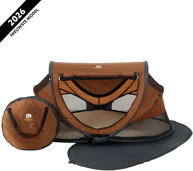 Deryan Peuter Luxe Campingbedje met Matras - Inklapbaar - Caramel