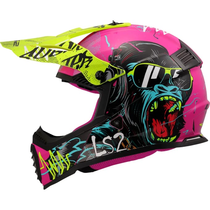 LS2 MX437 Fast II Mini Gorilla Paars 06 Kids Crosshelm - Helm