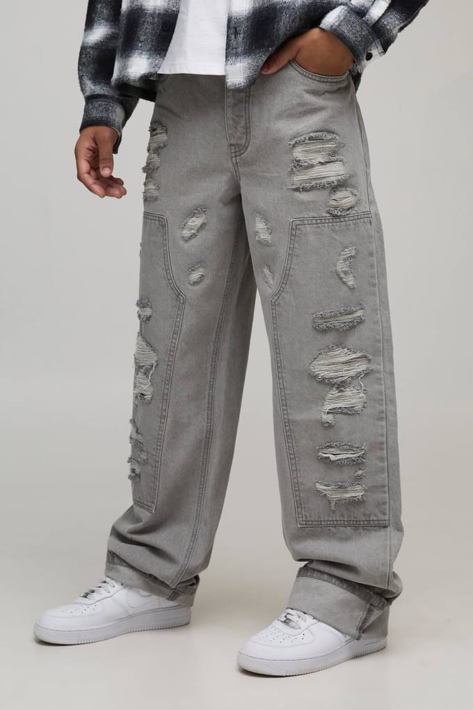 Relaxed Fit Gescheurde Timmerman Jeans | Light Grey | Size 34