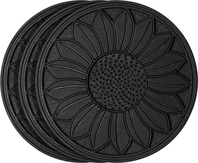 Rubberen Stapstenen - Tuinpad Stenen - Tuin Decoratie - Zonnebloem Reliëf - Set van 3 - Geel