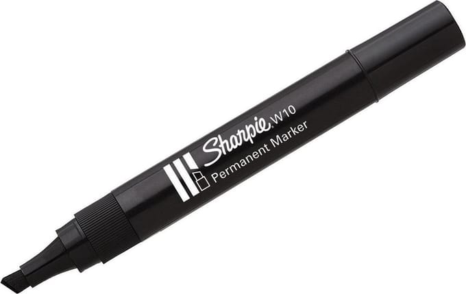 Sharpie W10 permanente markers | beitelpunt | zwart | doos van 12 stuks