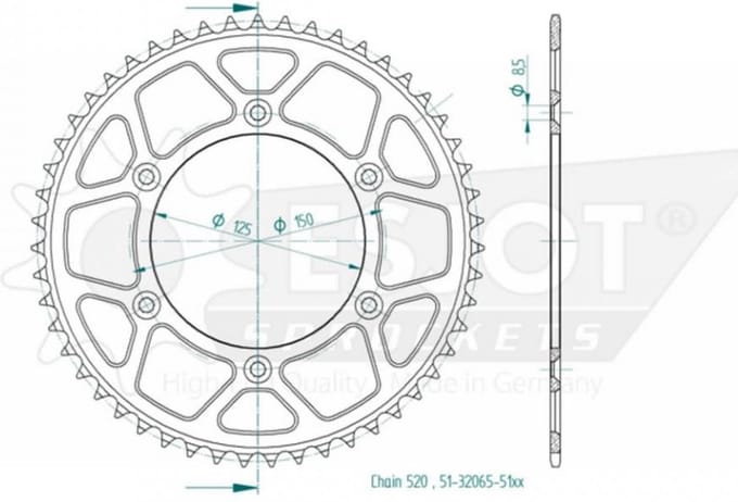 Couronne de transmission Esjot pour Moto Husaberg 450 Fs E 2004 à 2007 Neuf