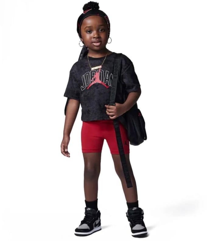Nike - Meisjes - Jordan Flight T-shirt Short Set - Rood/Zwart - Maat 80-86