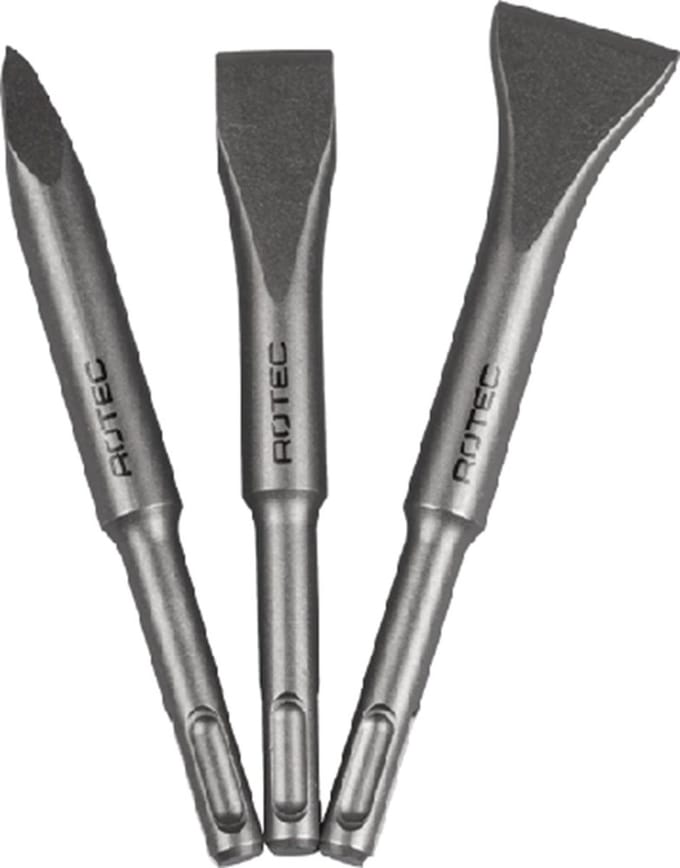 3 dlge SDS+beitelset 140 lang, punt, plat 20mm, spade 30mm - 2150100