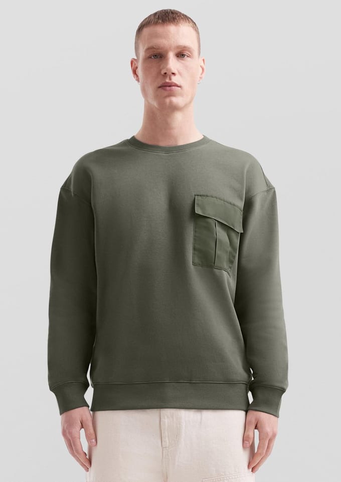 QS - male - Sweatshirt met borstzak en ribboord in regular fit