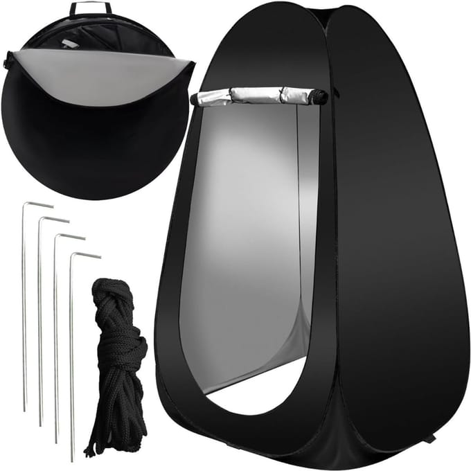 Zyrex® Douchetent - Camping Douche - Douchezak - Zwart - 110cm x 110cm x 190cm