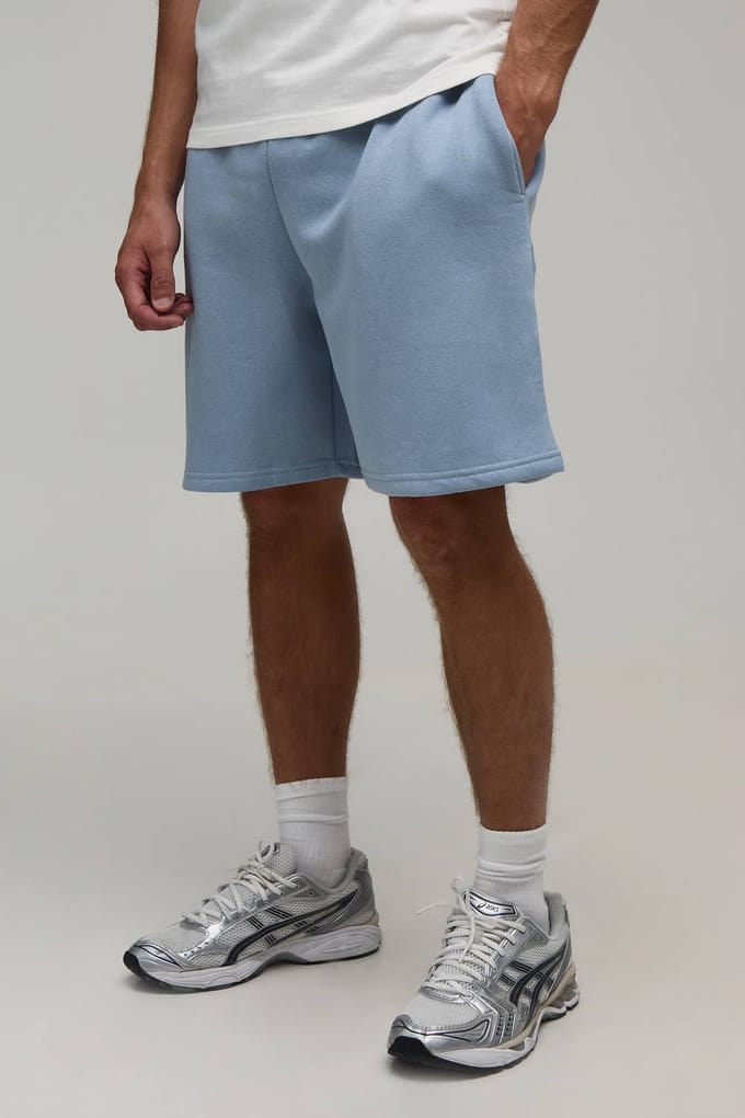 Wijde Short Met Verlaagd Kruis Middellang | Dusty Blue | Size Medium