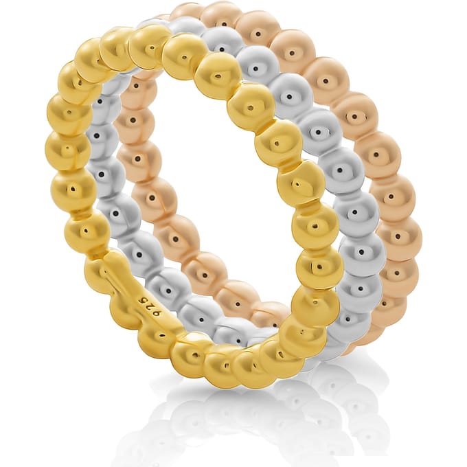 Orphelia 'Unity' Dames 925 Sterling Zilver Set: 3 ringen - Goud/Zilver/Roos SET-7541