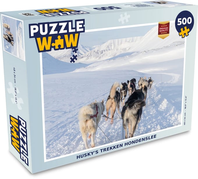 Puzzel Husky's trekken hondenslee - Legpuzzel - Puzzel 500 stukjes