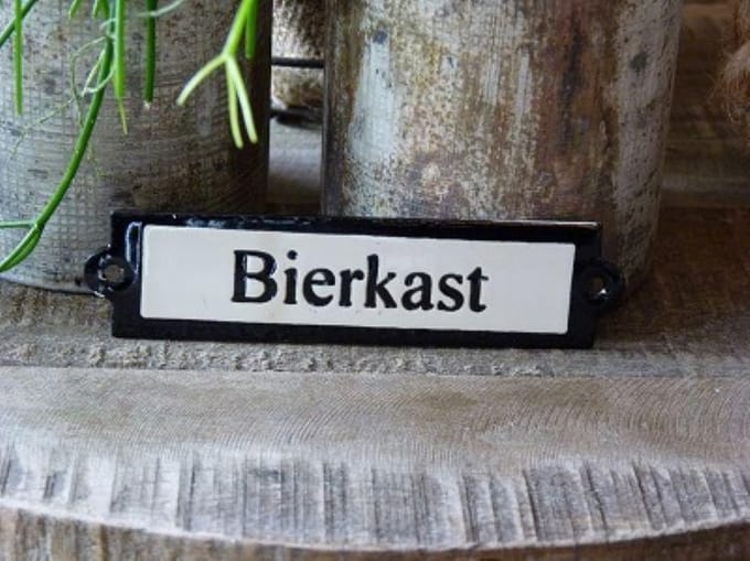 Emaille deurbordje recht 'Bierkast'