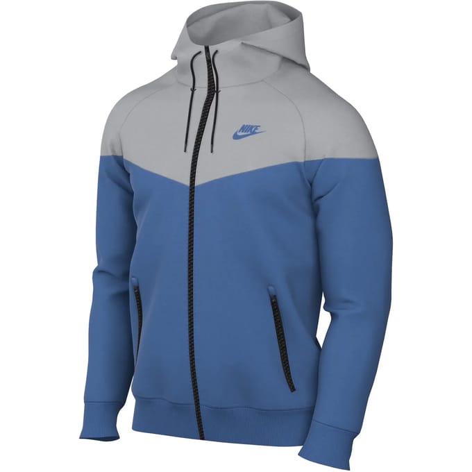 Windjack heren sportkleding geweven gevoerd windrunner jack met capuchon sterblauw/wolfgrijs/sterblauw