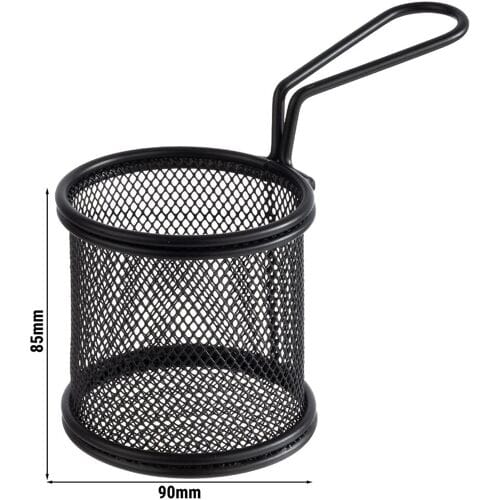 GGM Gastro (6 Stück) Servier Frittierkorb - SNACKHOLDER - Edelstahl - Ø 80mm - Schwarz
