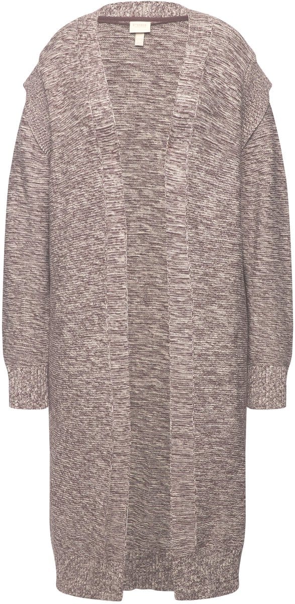 Ulla Popken - Dames - Lang vest open model biologisch katoen - Donkertaupe - Maat 42+