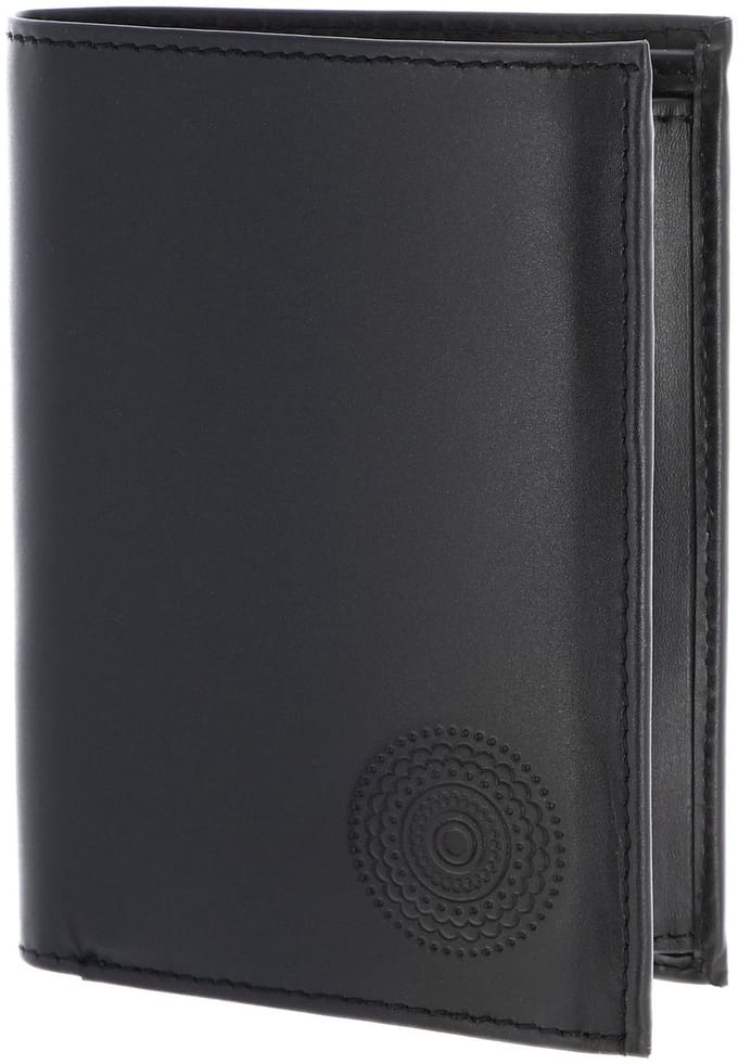 oxmox Leren portemonnee Leather RFID Protect Kombibörse Circle Bloom Embossed Black zwart