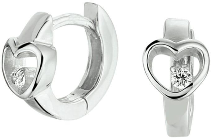 Zilver Gerhodineerde Klapoorringen hart zirkonia 1332215