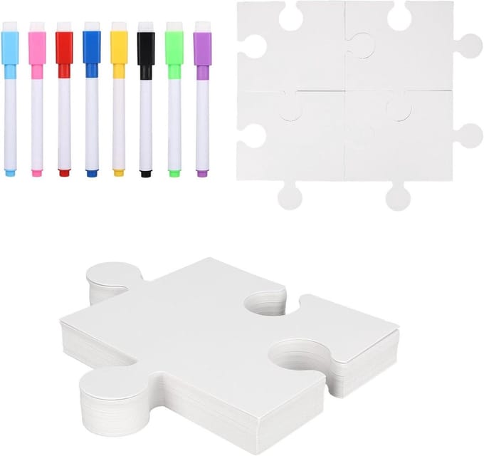 Blanco Puzzel Set - Tekenen Puzzel - DIY Kunst - Extra Grote Stukken - 30 Stuks - Wit